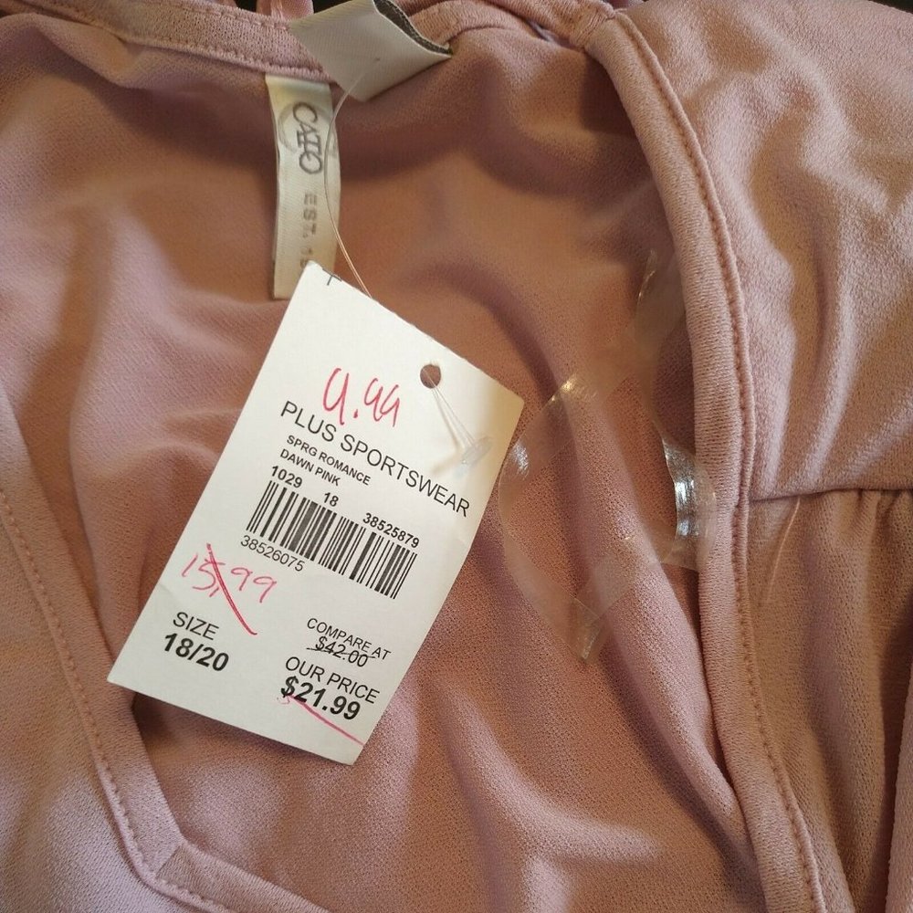 Cato Top Shirt V-neck Women Plus Size 18W 20W 2X - Picture 6 of 6